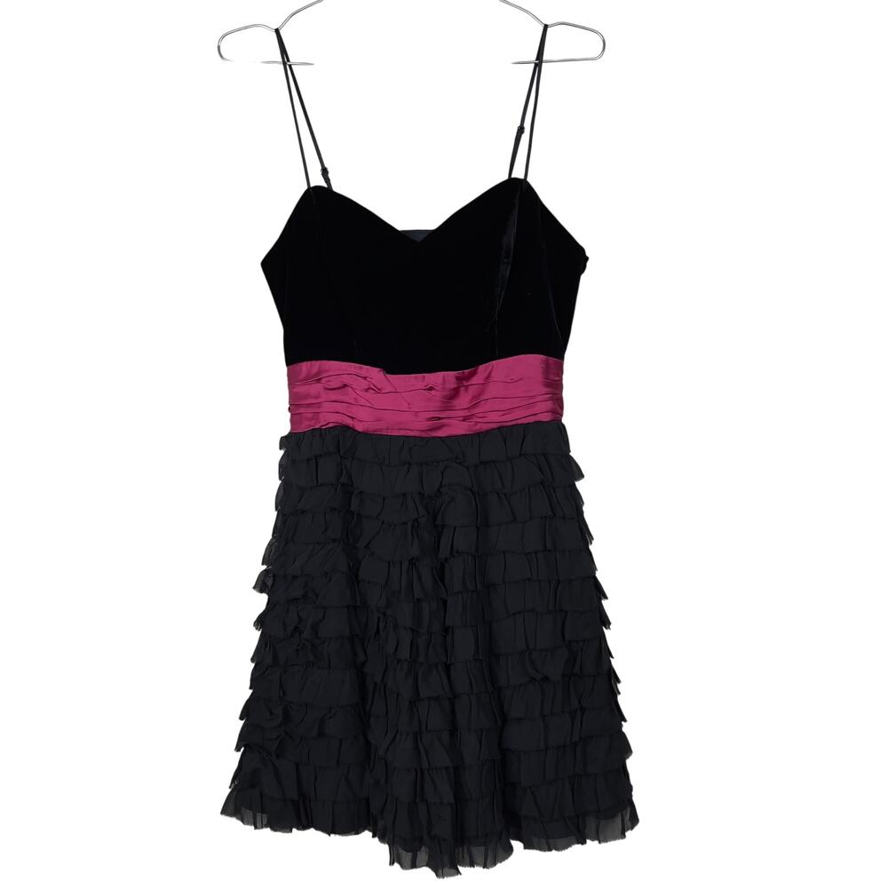 Vintage Betsey Johnson Velvet Silk Mini Dress Black Pink 6 Homecoming Whinsygoth